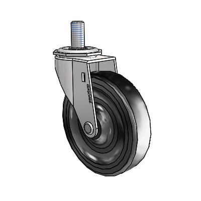 Regent Threaded Stem Bright Chrome Swivel Caster with 4 x .9375 Black Hard Rubber Wheel
