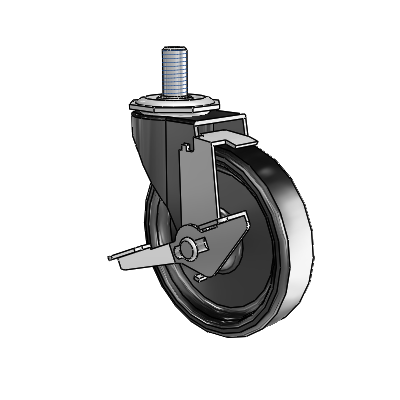 Regent Threaded Stem Black Oxide Swivel Caster with 4 x .9375 Black Polyolefin Wheel and Tread Lock Brake