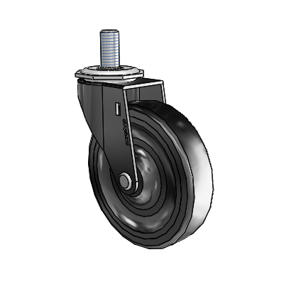 Regent Threaded Stem Black Oxide Swivel Caster with 4 x .9375 Black Hard Rubber Wheel