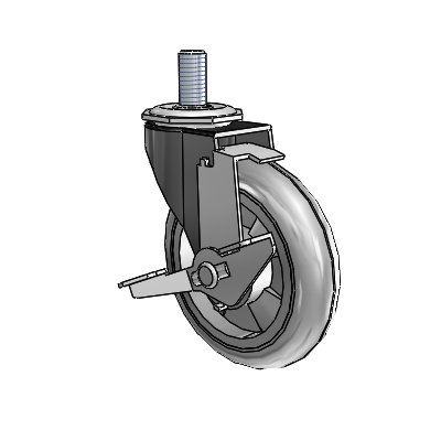 Regent Threaded Stem Black Oxide Swivel Caster with 4 x .9375 Grey MonoTech Wheel and Tread Lock Brake