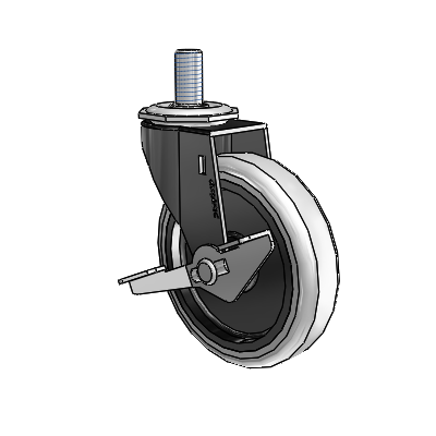 Regent Threaded Stem Black Oxide Swivel Caster with 4 x .9375 Grey Thermoplastic Urethane Wheel and Side Brake