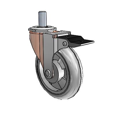 Regent Threaded Stem Copper Oxide Swivel Caster with 4 x .9375 Grey MonoTech Wheel and Top Lock Brake