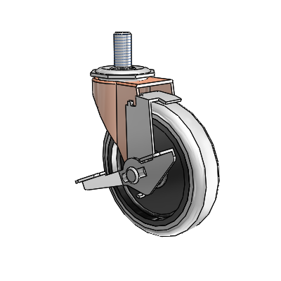 Regent Threaded Stem Copper Oxide Swivel Caster with 4 x .9375 Grey Thermoplastic Urethane Wheel and Tread Lock Brake