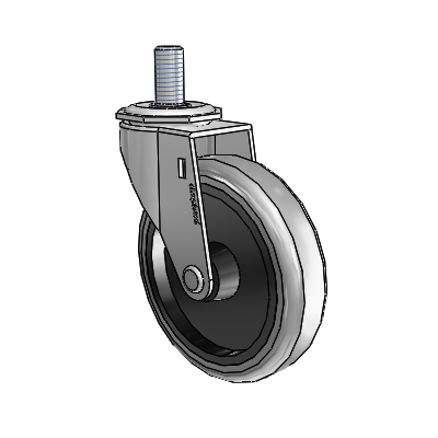 Regent Threaded Stem Polished Nickel Swivel Caster with 4 x .9375 Grey Thermoplastic Rubber Wheel