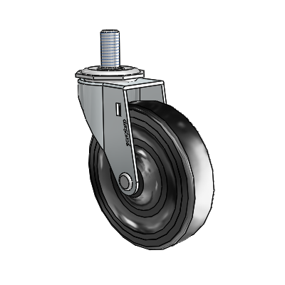 Regent Threaded Stem Zinc Swivel Caster with 4 x .9375 Black Soft Rubber Wheel