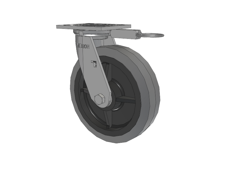 16 Series Top Plate Swivel Caster with 8 x 2 Grey Tread on Grey Core XS - Performa X-tra Soft Rubber (Flat) - Prevenz Antimicrobial Wheel