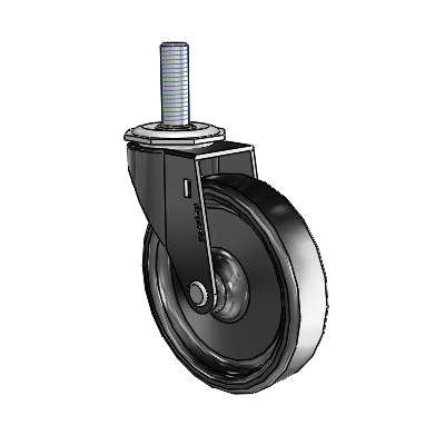 Regent Threaded Stem Black Oxide Swivel Caster with 4 x .9375 Black Polyolefin Wheel