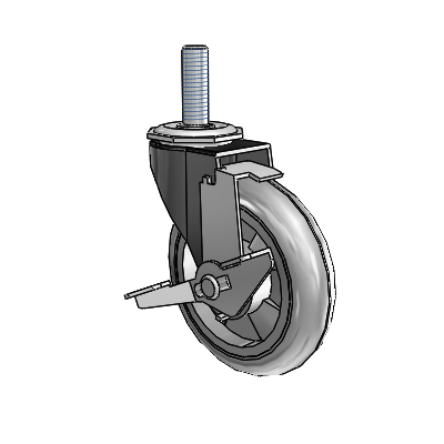 Regent Threaded Stem Black Oxide Swivel Caster with 4 x .9375 Grey MonoTech Wheel and Tread Lock Brake