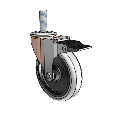 Regent Threaded Stem Copper Oxide Swivel Caster with 4 x .9375 Grey Thermoplastic Urethane Wheel and Top Lock Brake