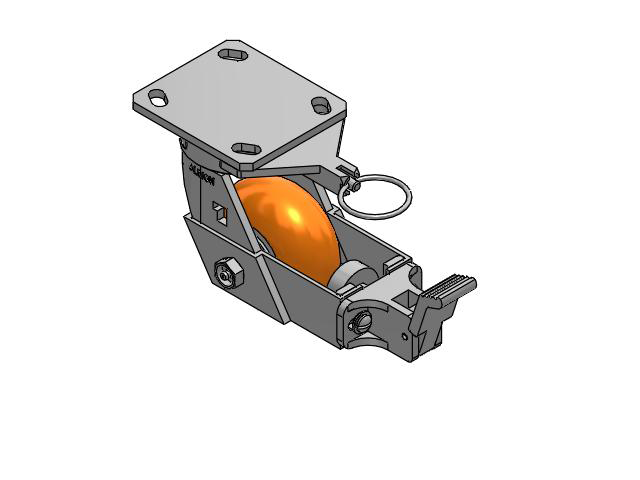 170 Series Top Plate Swivel Caster with 4 x 2 Orange Tread on Aluminum Core AN - Round Polyurethane (Aluminum Core) Wheel and Face Brake