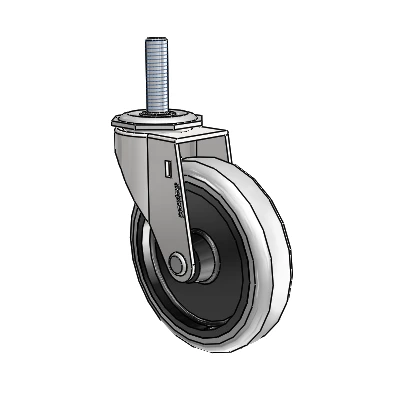 Regent Threaded Stem Bright Chrome Swivel Caster with 4 x .9375 Grey Thermoplastic Urethane Wheel