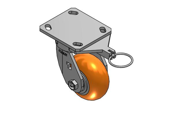 170 Series Top Plate Swivel Caster with 4 x 2 Orange Tread on Aluminum Core AN - Round Polyurethane (Aluminum Core) Wheel