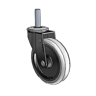 Regent Threaded Stem Black Oxide Swivel Caster with 4 x .9375 Grey Thermoplastic Urethane Wheel