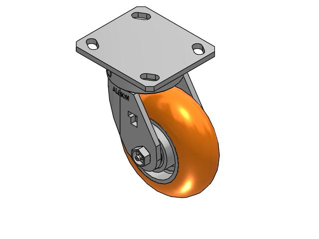 170 Series Top Plate Swivel Caster with 5 x 2 Orange Tread on Aluminum Core AN - Round Polyurethane (Aluminum Core) Wheel