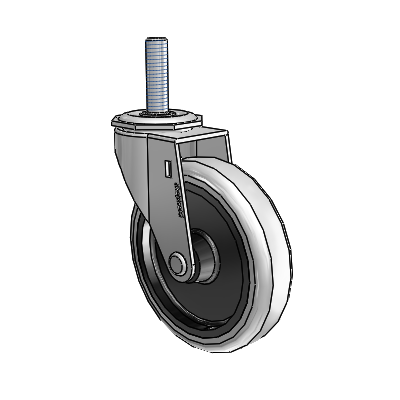 Regent Threaded Stem Polished Nickel Swivel Caster with 4 x .9375 Grey Thermoplastic Urethane Wheel