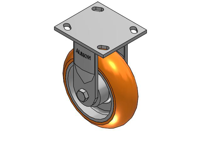 170 Series Top Plate Rigid Caster with 6 x 2 Orange Tread on Aluminum Core AN - Round Polyurethane (Aluminum Core) Wheel