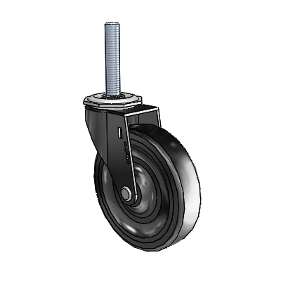 Regent Threaded Stem Black Oxide Swivel Caster with 4 x .9375 Black Soft Rubber Wheel