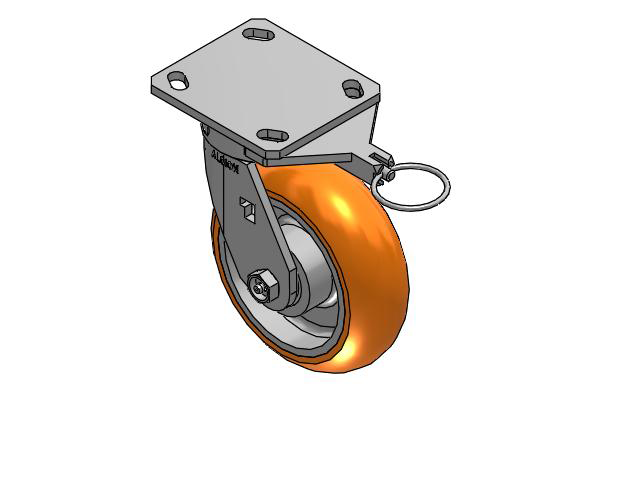 170 Series Top Plate Swivel Caster with 6 x 2 Orange Tread on Aluminum Core AN - Round Polyurethane (Aluminum Core) Wheel