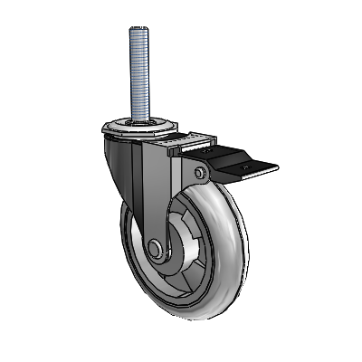Regent Threaded Stem Black Oxide Swivel Caster with 4 x .9375 Grey MonoTech Wheel and Top Lock Brake