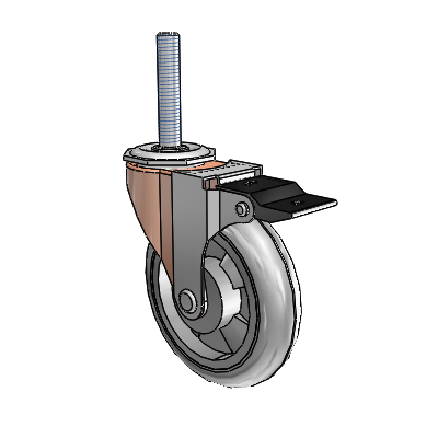 Regent Threaded Stem Copper Oxide Swivel Caster with 4 x .9375 Grey MonoTech Wheel and Top Lock Brake