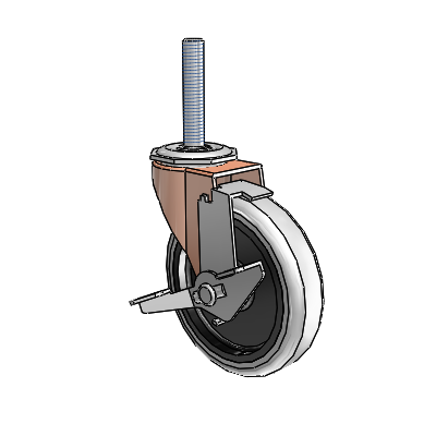 Regent Threaded Stem Copper Oxide Swivel Caster with 4 x .9375 Grey Thermoplastic Urethane Wheel and Tread Lock Brake