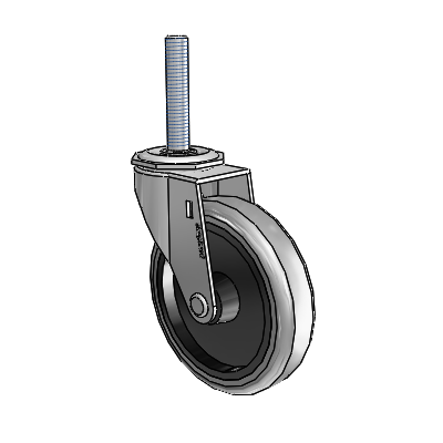 Regent Threaded Stem Polished Nickel Swivel Caster with 4 x .9375 Grey Thermoplastic Rubber Wheel
