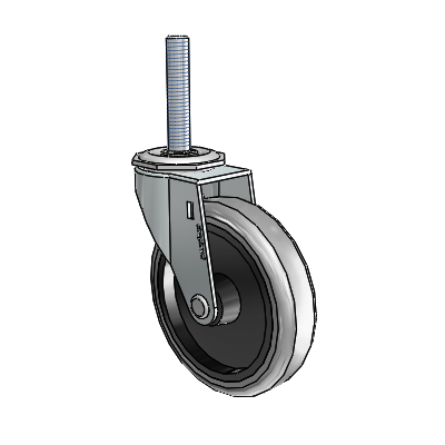 Regent Threaded Stem Zinc Swivel Caster with 4 x .9375 Grey Thermoplastic Rubber Wheel