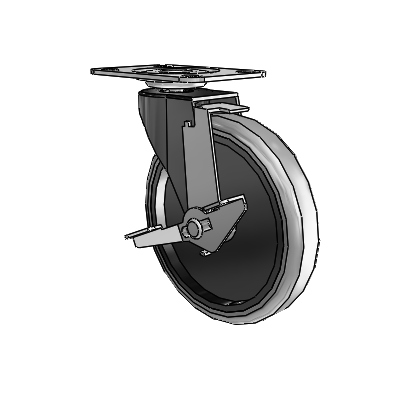 Regent Top Plate Black Oxide Swivel Caster with 5 x .9375 Grey Thermoplastic Rubber Wheel and Tread Lock Brake