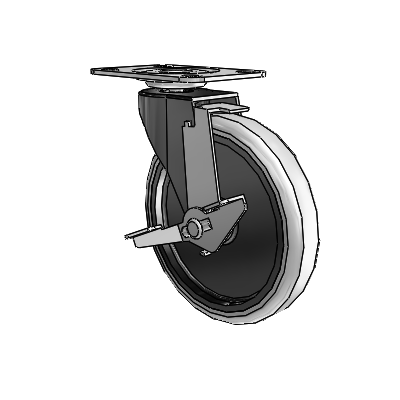 Regent Top Plate Black Oxide Swivel Caster with 5 x .9375 Grey Thermoplastic Urethane Wheel and Tread Lock Brake
