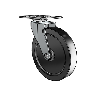 Regent Top Plate Zinc Swivel Caster with 5 x .9375 Black Polyolefin Wheel