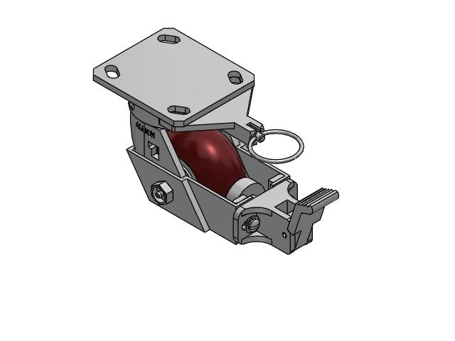 170 Series Top Plate Swivel Caster with 4 x 2 Maroon Tread on Aluminum Core AX - Round Polyurethane (Aluminum Core) Wheel and Face Brake