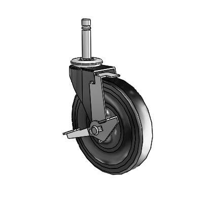 Regent Grip Ring Black Oxide Swivel Caster with 5 x .9375 Black Hard Rubber Wheel and Tread Lock Brake