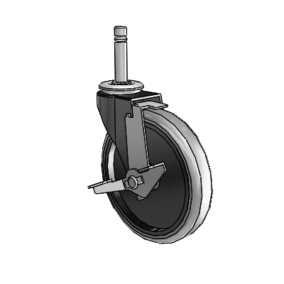 Regent Grip Ring Black Oxide Swivel Caster with 5 x .9375 Grey Thermoplastic Rubber Wheel and Tread Lock Brake