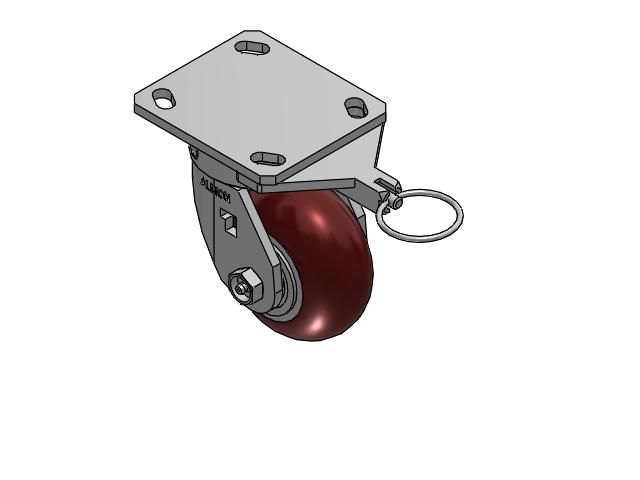 170 Series Top Plate Swivel Caster with 4 x 2 Maroon Tread on Aluminum Core AX - Round Polyurethane (Aluminum Core) Wheel