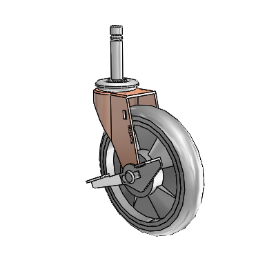 Regent Grip Ring Copper Oxide Swivel Caster with 5 x .9375 Grey MonoTech Wheel and Side Brake