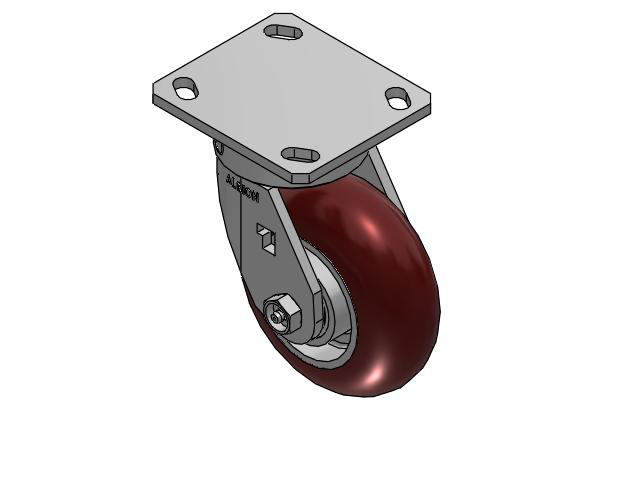 170 Series Top Plate Swivel Caster with 5 x 2 Maroon Tread on Aluminum Core AX - Round Polyurethane (Aluminum Core) Wheel