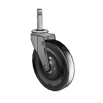 Regent Grip Ring Polished Nickel Swivel Caster with 5 x .9375 Black Soft Rubber Wheel
