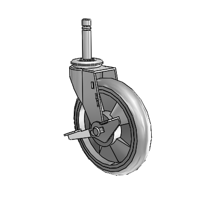 Regent Grip Ring Polished Nickel Swivel Caster with 5 x .9375 Grey MonoTech Wheel and Side Brake
