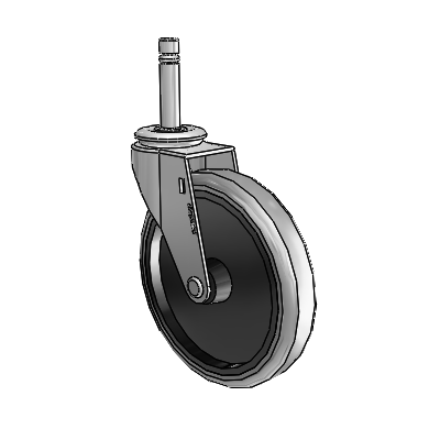 Regent Grip Ring Polished Nickel Swivel Caster with 5 x .9375 Grey Thermoplastic Rubber Wheel
