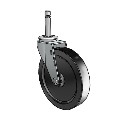 Regent Grip Ring Zinc Swivel Caster with 5 x .9375 Black Polyolefin Wheel