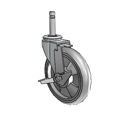 Regent Grip Ring Zinc Swivel Caster with 5 x .9375 Grey MonoTech Wheel and Tread Lock Brake
