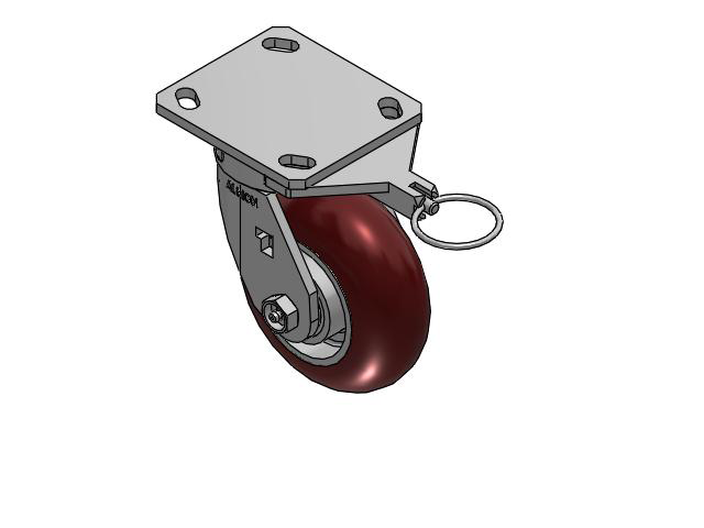 170 Series Top Plate Swivel Caster with 5 x 2 Maroon Tread on Aluminum Core AX - Round Polyurethane (Aluminum Core) Wheel