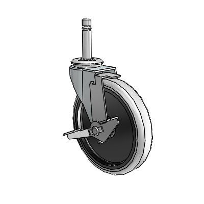Regent Grip Ring Zinc Swivel Caster with 5 x .9375 Grey Thermoplastic Urethane Wheel and Tread Lock Brake