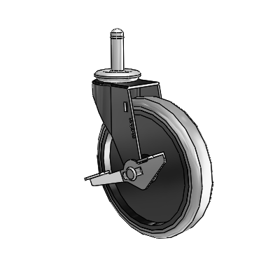 Roulette pivotante Regent Grip Ring à revêtement noir oxydé, équipée de 5 roues en caoutchouc thermoplastique gris de 0,9375 et d'un frein latéral