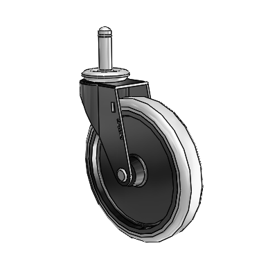 Roulette pivotante Regent Grip Ring à anneau de préhension, finition oxyde noir, équipée de 5 roues en uréthane thermoplastique gris de 0,9375
