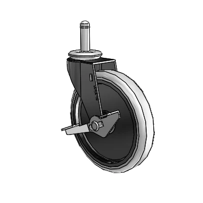 Roulette pivotante Regent Grip Ring à revêtement noir oxydé, équipée de 5 roues en uréthane thermoplastique gris de 0,9375 et d'un frein latéral