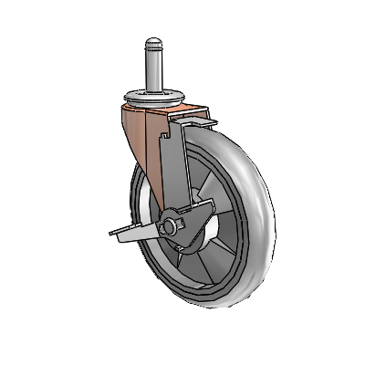 Regent Grip Ring Copper Oxide Swivel Caster with 5 x .9375 Grey MonoTech Wheel and Tread Lock Brake