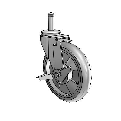 Regent Grip Ring Polished Nickel Swivel Caster with 5 x .9375 Grey MonoTech Wheel and Tread Lock Brake