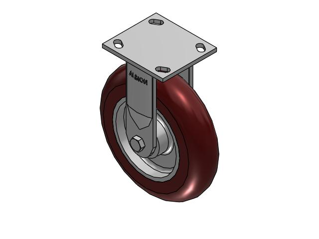 170 Series Top Plate Rigid Caster with 8 x 2 Maroon Tread on Aluminum Core AX - Round Polyurethane (Aluminum Core) Wheel