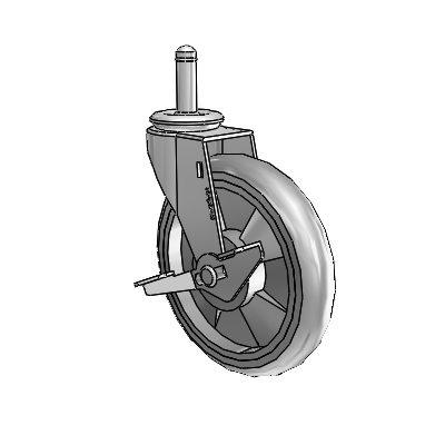 Roulette pivotante Regent Grip Ring en nickel poli, équipée de 5 roues MonoTech grises de 0,9375 et d'un frein latéral